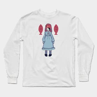 cute girl with fish Long Sleeve T-Shirt